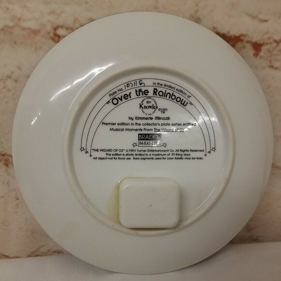 Wizard of Oz Over the Rainbow Musical Collector's Plate 7.5" Knowles - Picture 3 of 4